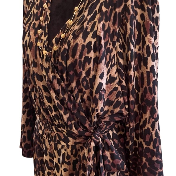 PLUS SIZE!!🔥SALE🔥LANE BRYANT LEOPARD ANIMAL PRINT JERSEY WRAP DRESS SZ 26/2 - Picture 5 of 12